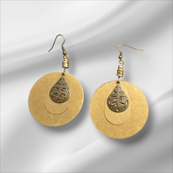 Golden Bohemian Dangle Earrings - Picture 1 of 4
